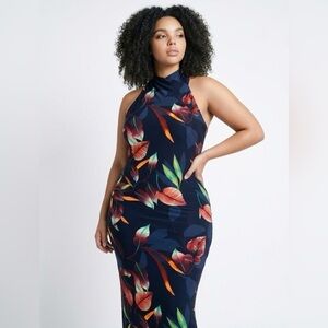RACHEL Rachel Roy  Navy Floral Halter Midi Dress